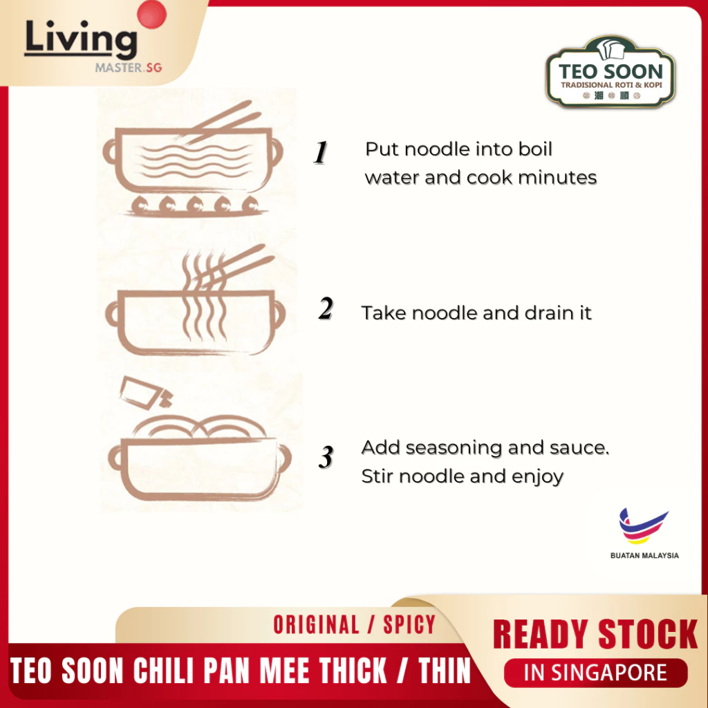 Teo Soon Homemade Dry Noodles Chili Non-Spicy Pan Mee Spicy Instant Noodles Mee Pok Udon Ban Mian (hahal) - Image 6